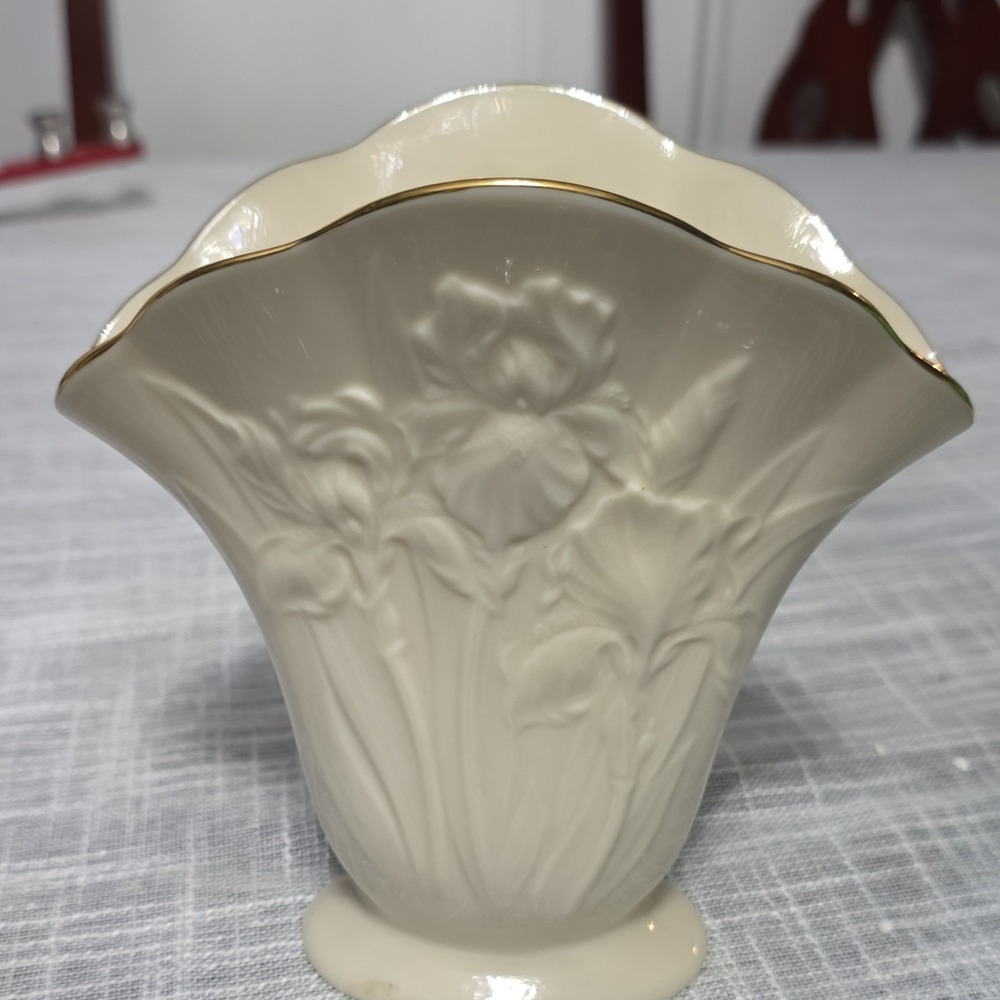 Lenox Whispering Irises Limited Edition Ivory China Art Vase Floral
